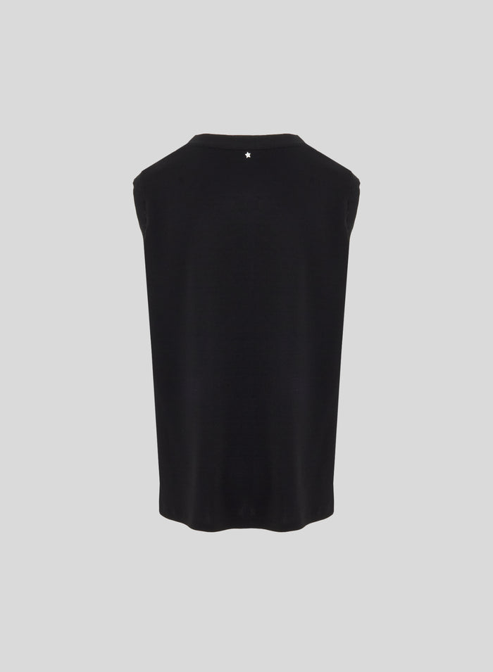 TOP SMANICATO IN JERSEY CREPE DI VISCOSA