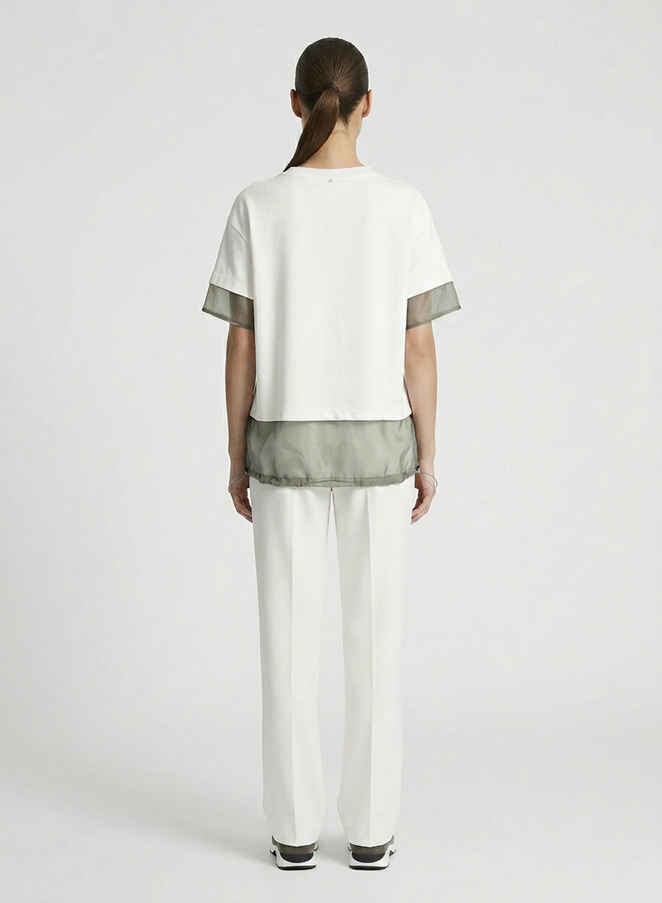 T-SHIRT IN JERSEY DI COTONE E ORGANZA DI SETA