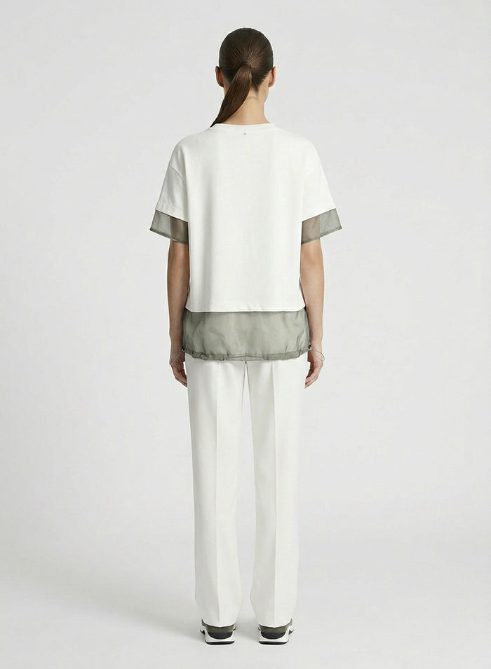 T-SHIRT IN JERSEY DI COTONE E ORGANZA DI SETA