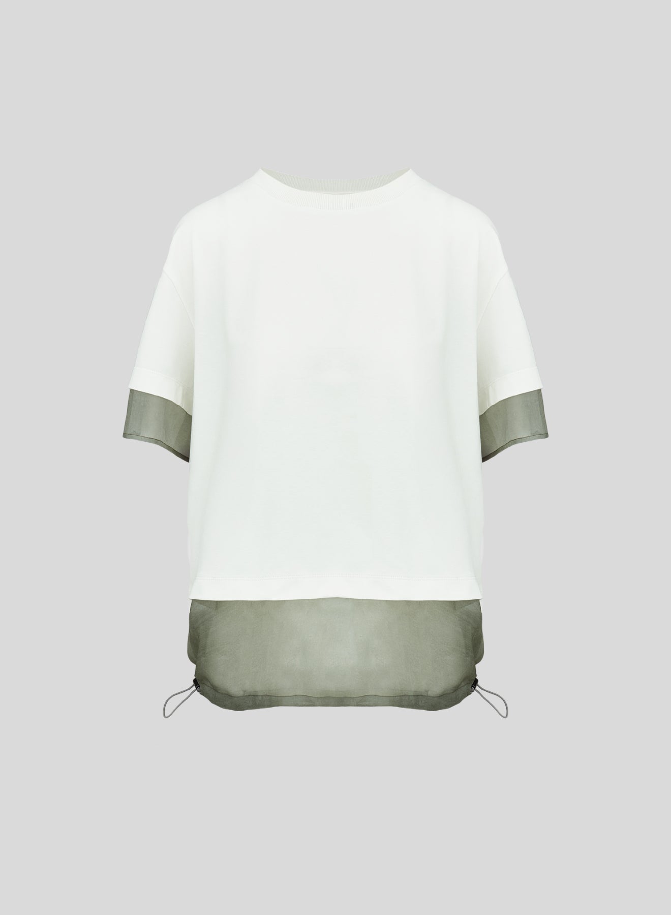 COTTON JERSEY T-SHIRT WITH SILK ORGANZA 