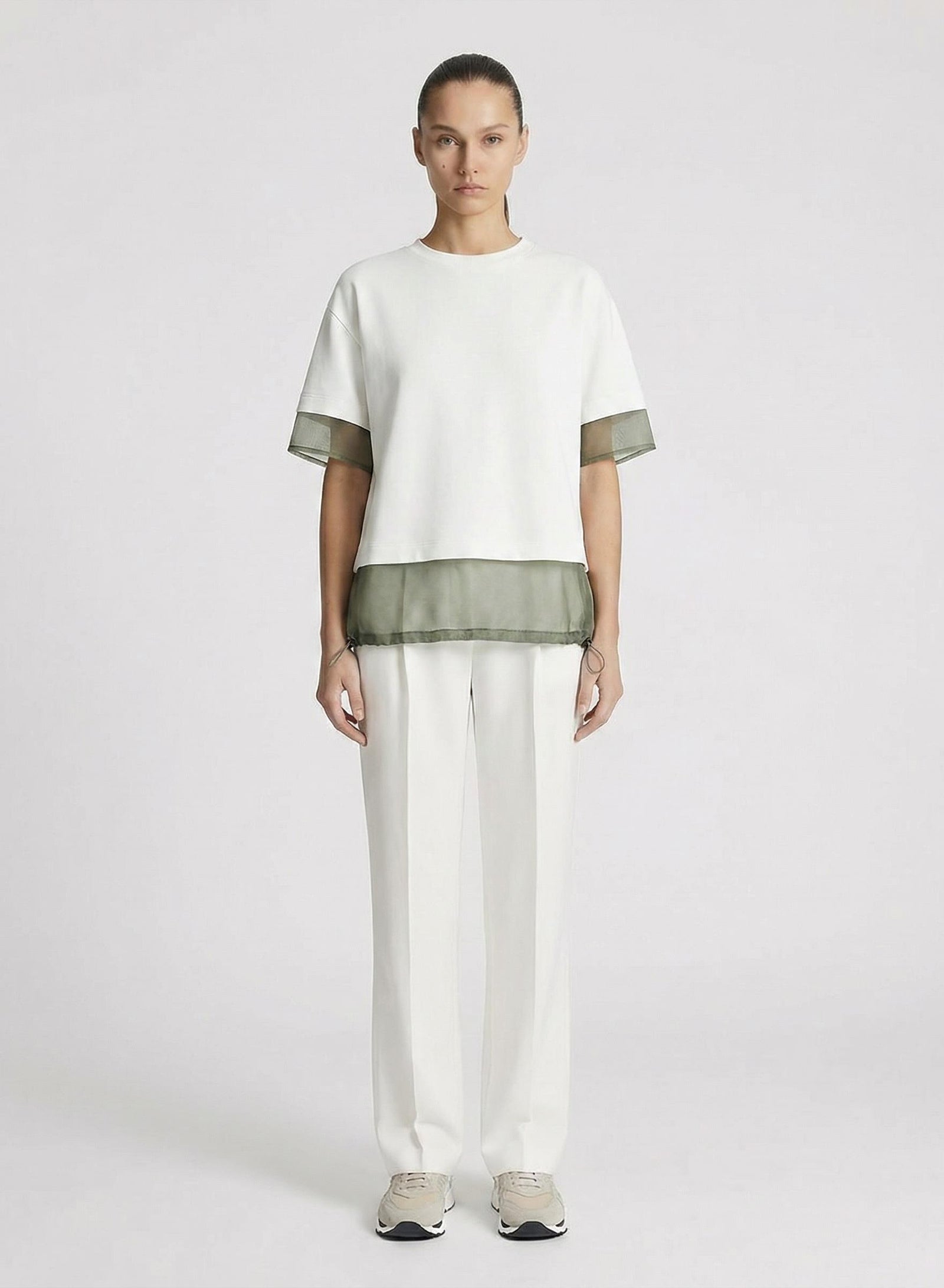 T-SHIRT IN JERSEY DI COTONE E ORGANZA DI SETA