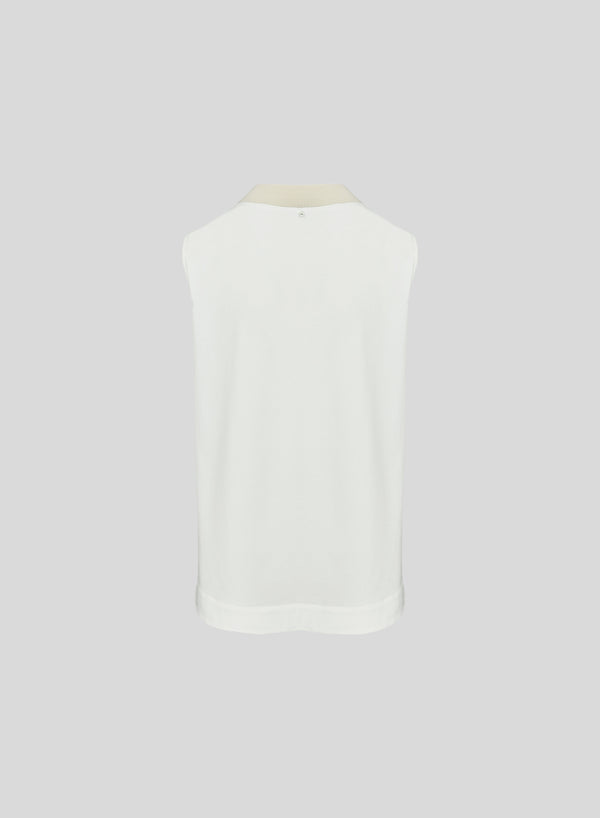 COTTON KNIT AND POPLIN TOP