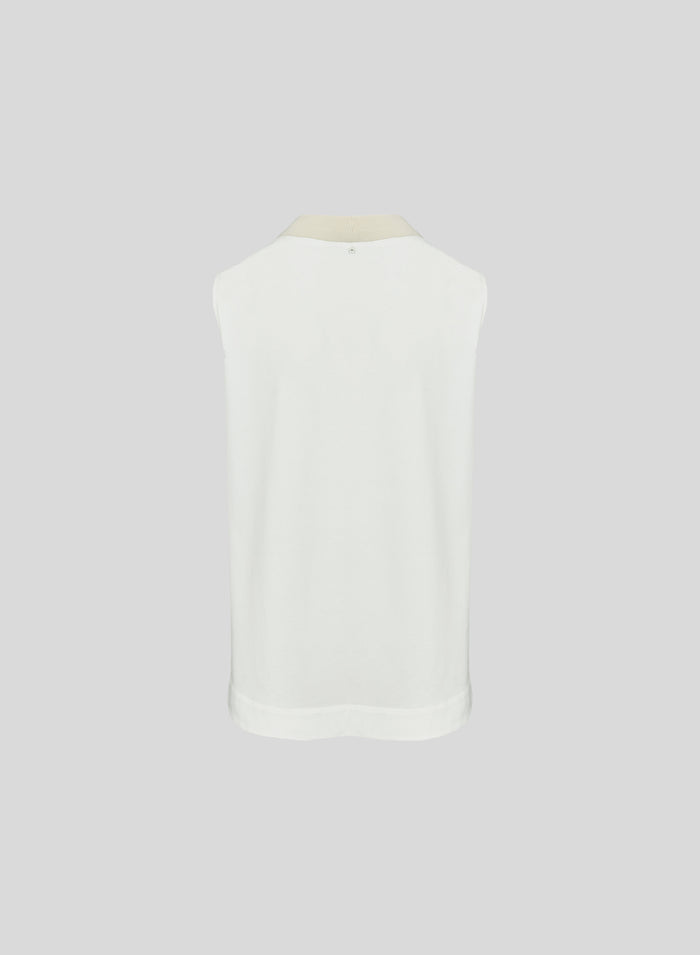 COTTON KNIT AND POPLIN TOP