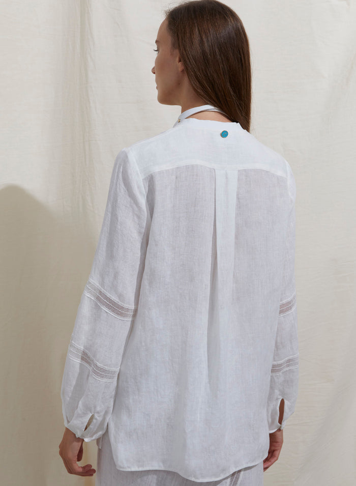 COTTON SHIRT WITH AJOUR EMBROIDERY
