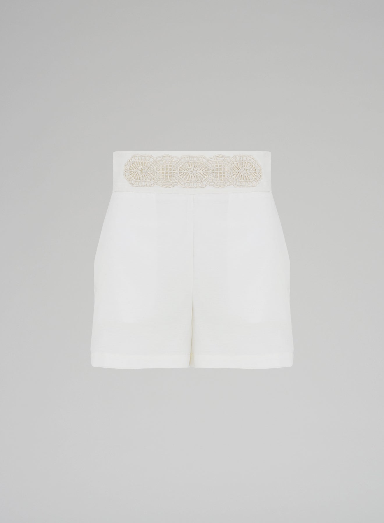 COTTON AND SILK SHORTS WITH EMBROIDERY