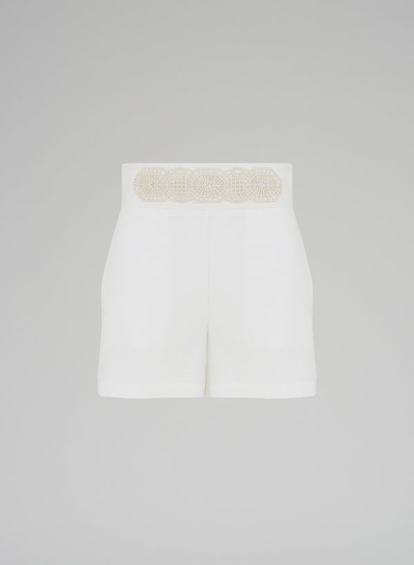 PANTALONCINO IN COTONE E SETA CON RICAMO