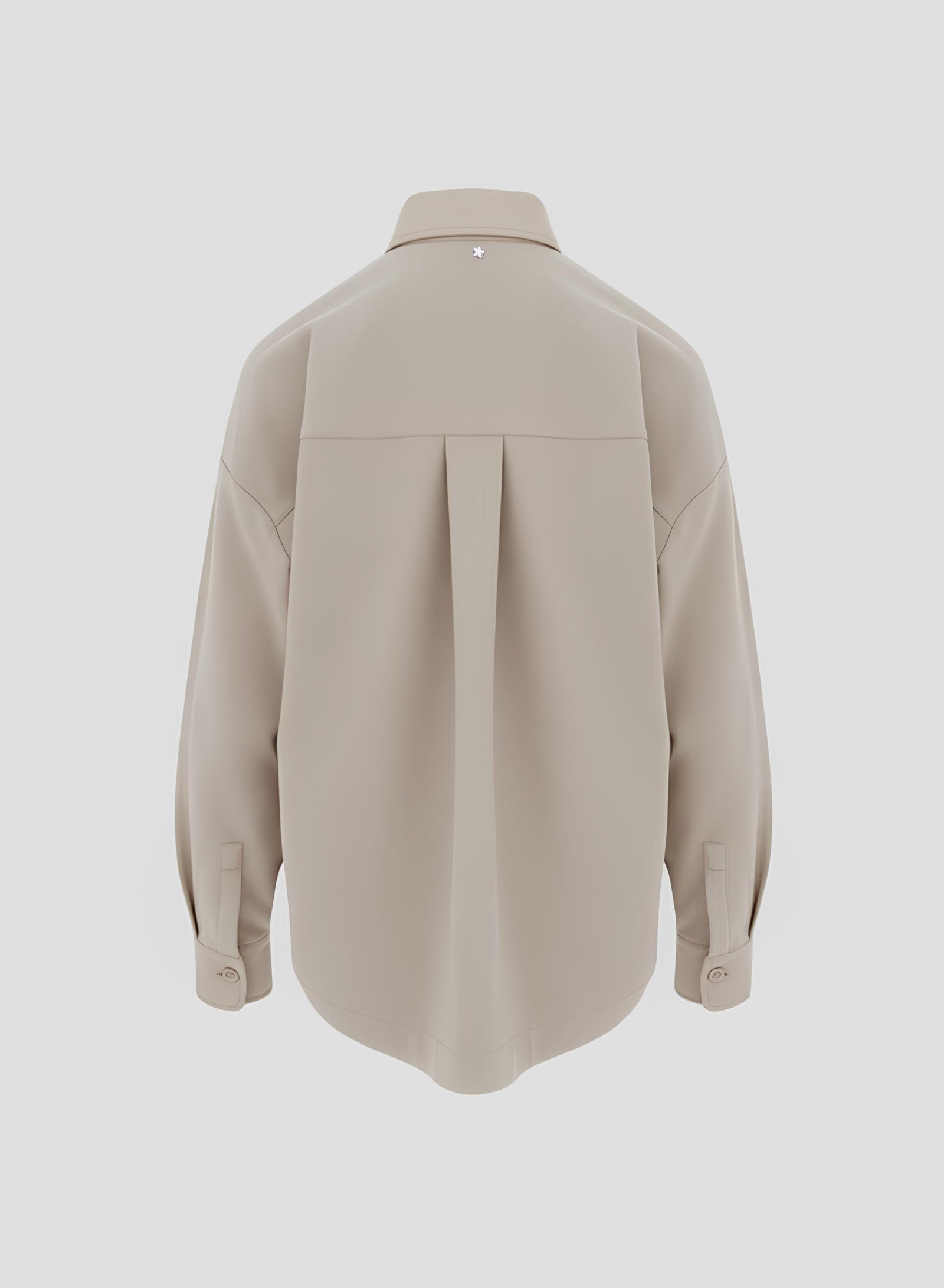 WOOL TWILL SHIRT WITH LEATHER COLLAR