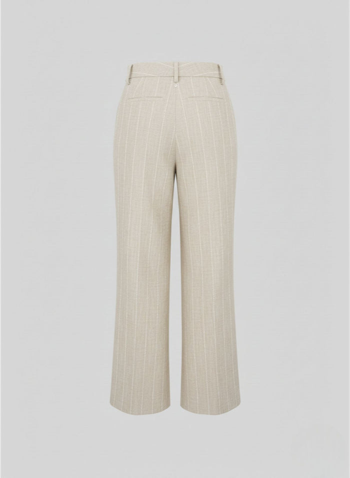 LINEN BLEND PANTS WITH SEQUINS PINSTRIPES