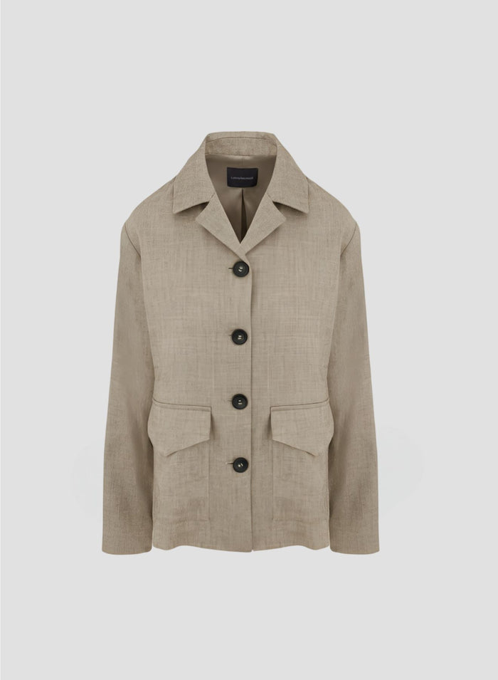 LINEN AND VISCOSE MELANGE BLEND FIELD JACKET