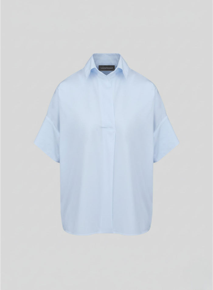 STRETCH COTTON POPLIN BLOUSE