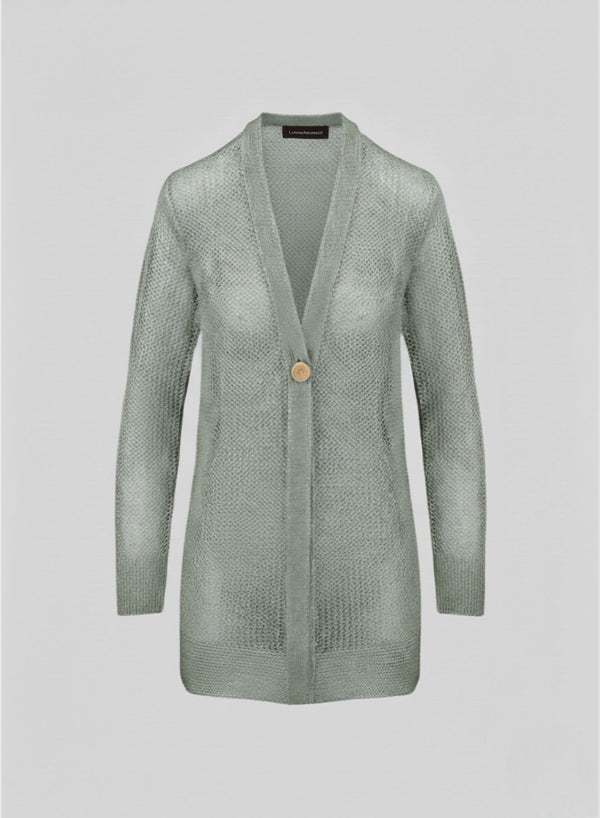 CARDIGAN IN PUNTO RETE IN MISTO VISCOSA CON PAILLETTES