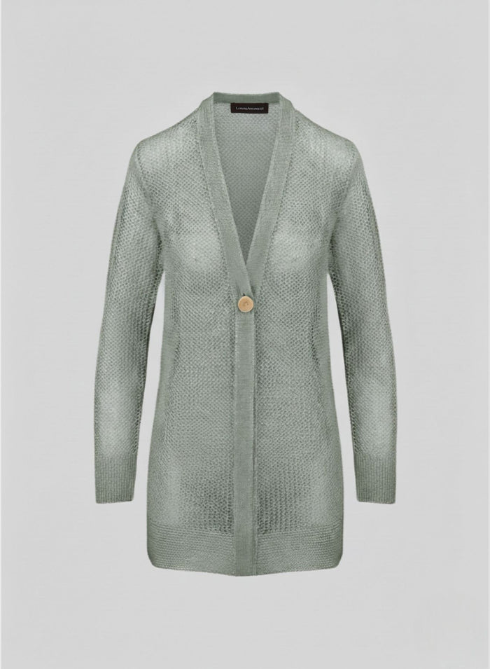 CARDIGAN IN PUNTO RETE IN MISTO VISCOSA CON PAILLETTES