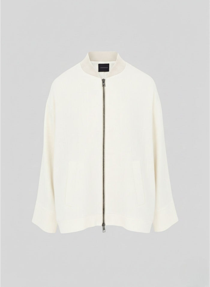 COTTON AND LINEN HERRINGBONE PINSTRIPED JACKET