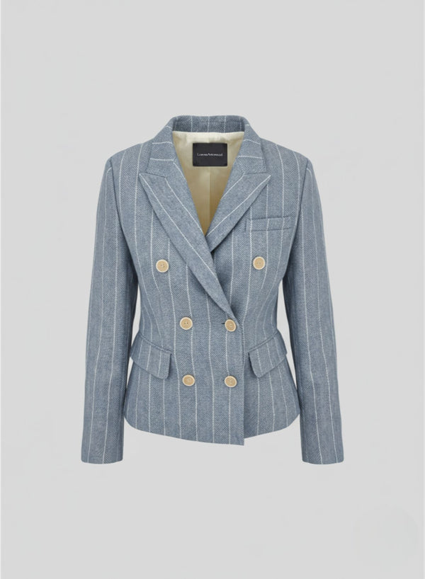 GIACCA DOPPIOPETTO IN RESCA GESSATA DI COTONE E LINO