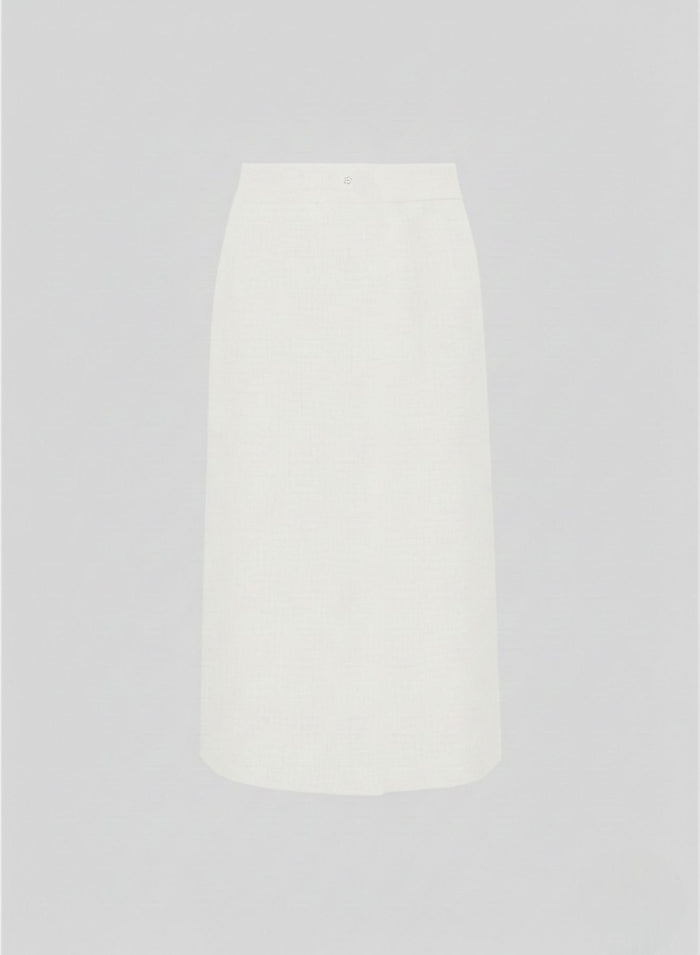 STRETCH LINEN AND VISCOSE MIDI WRAP SKIRT
