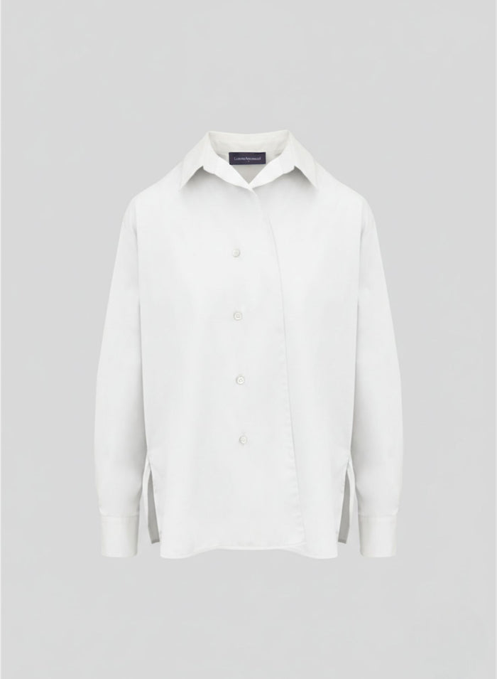 POPLIN SHIRT WITH ASYMMETRICAL CLOSURE