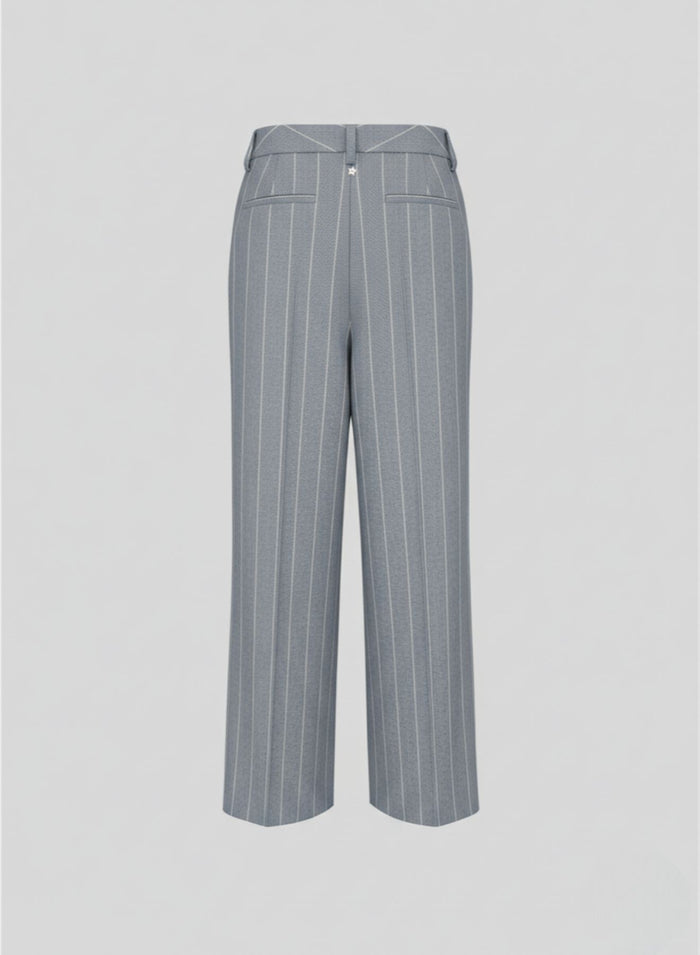 PANTALONI SARTORIALI IN RESCA GESSATA DI COTONE E LINO