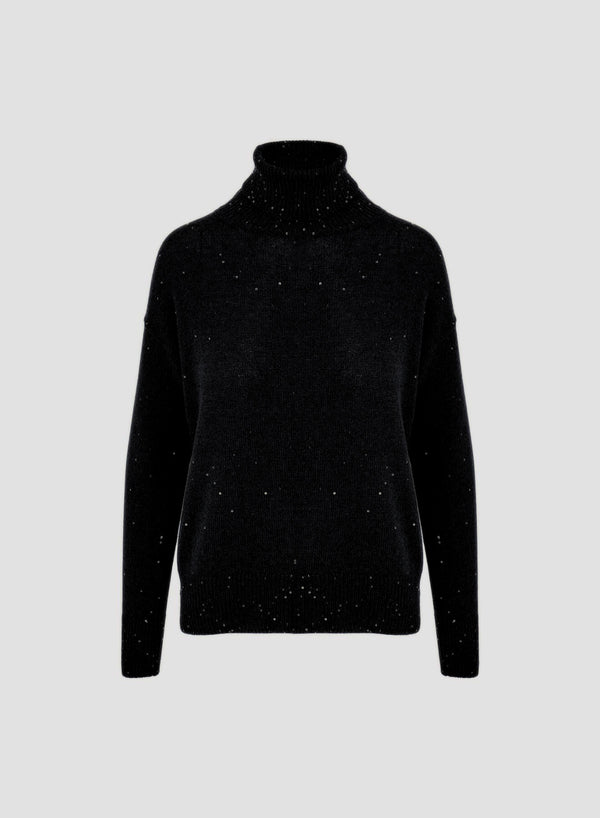 WOOL, CASHMERE AND SILK TURTLENECK SWEATER WITH SEQUINS