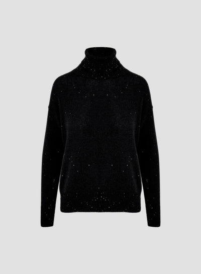 WOOL, CASHMERE AND SILK TURTLENECK SWEATER WITH SEQUINS