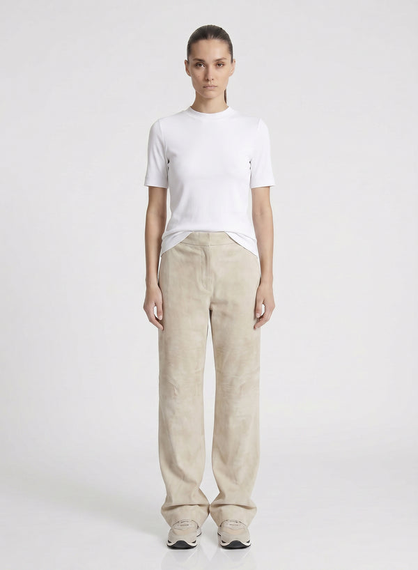 PANTALONI A GAMBA LARGA IN CAMOSCIO