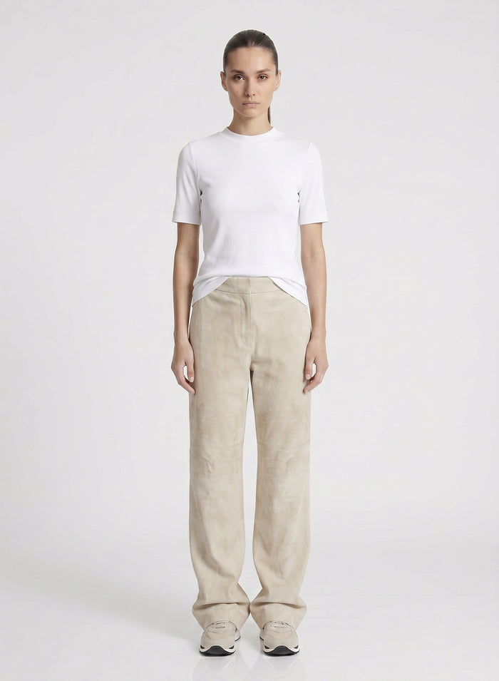 PANTALONI A GAMBA LARGA IN CAMOSCIO