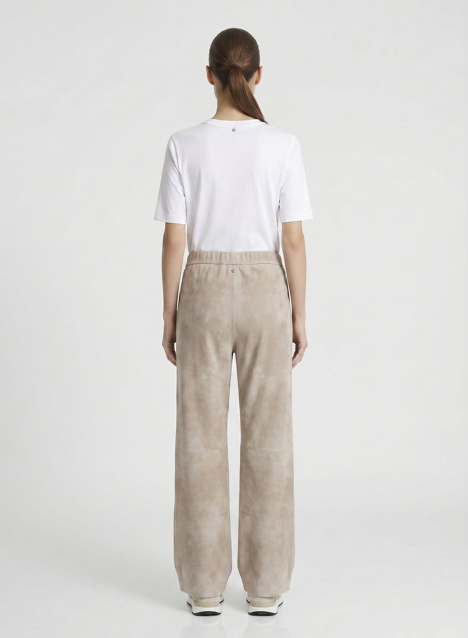 PANTALONI A GAMBA LARGA IN CAMOSCIO