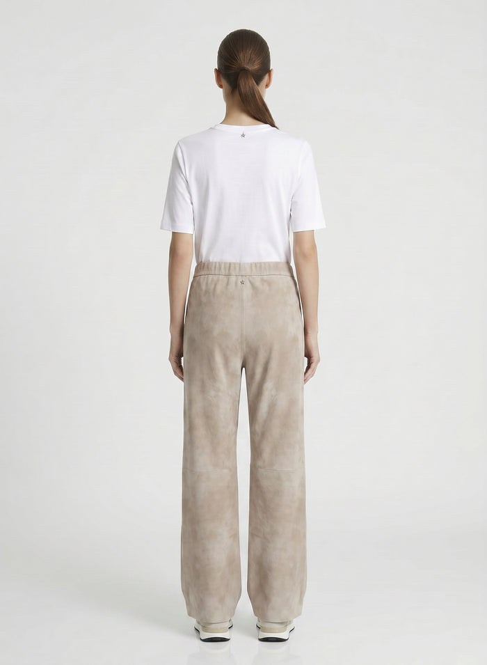 PANTALONI A GAMBA LARGA IN CAMOSCIO