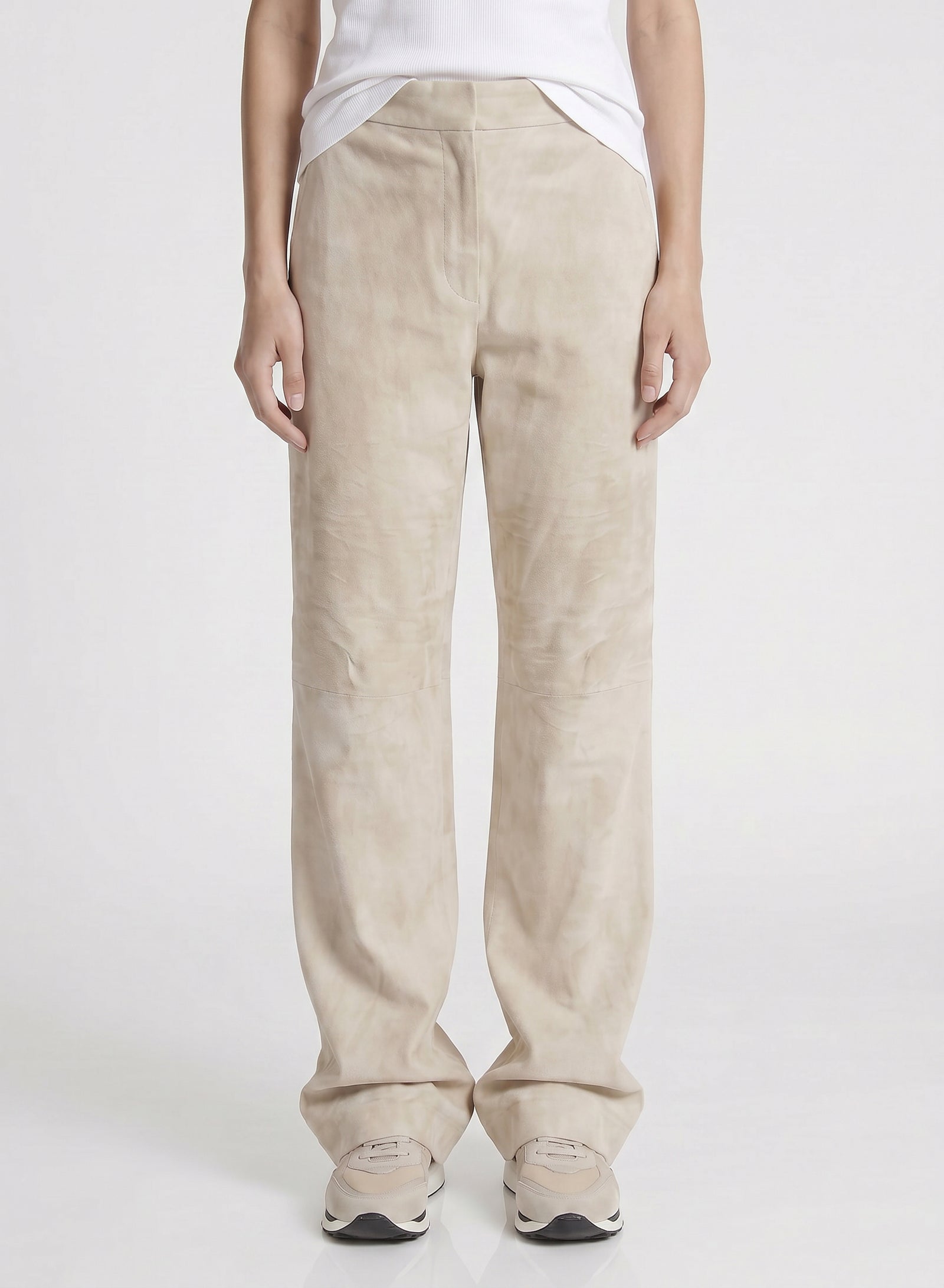 PANTALONI A GAMBA LARGA IN CAMOSCIO