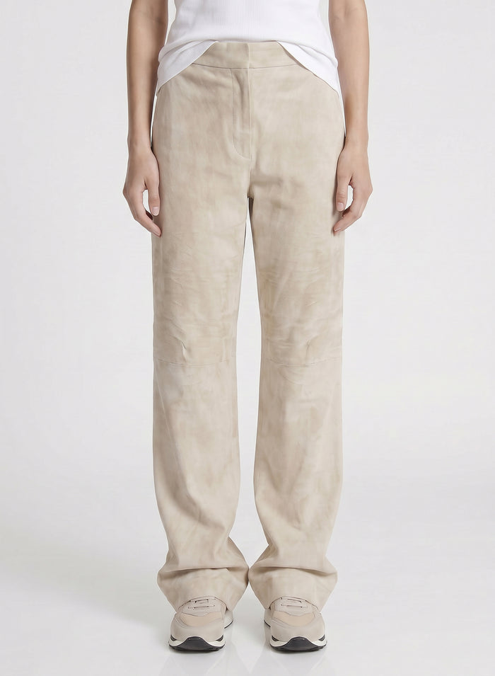 PANTALONI A GAMBA LARGA IN CAMOSCIO