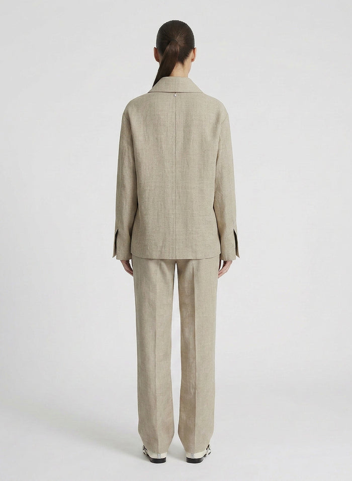 LINEN AND VISCOSE MELANGE BLEND FIELD JACKET