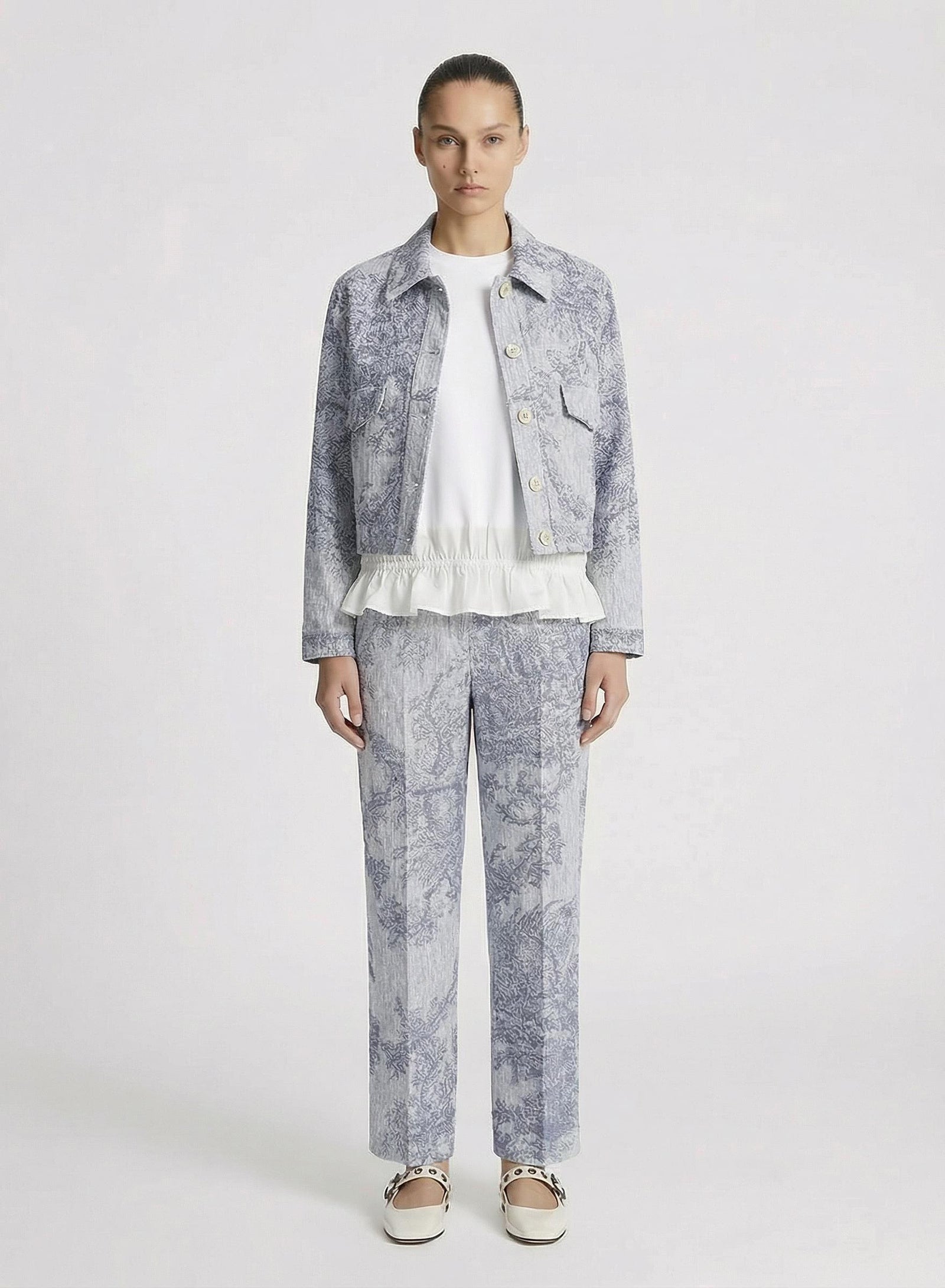 CABAN IN COTONE E LINO CON STAMPA JACQUARD TOILE DE JOUY