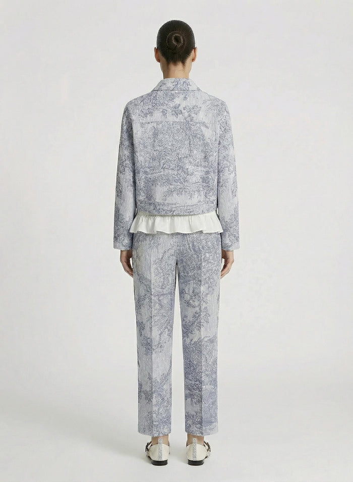 CABAN IN COTONE E LINO CON STAMPA JACQUARD TOILE DE JOUY