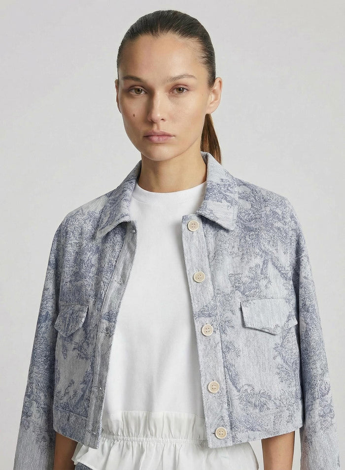 CABAN IN COTONE E LINO CON STAMPA JACQUARD TOILE DE JOUY