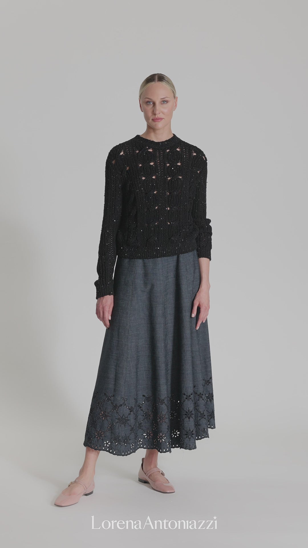 MAGLIA ICONICA A TRECCE CON PAILLETTES