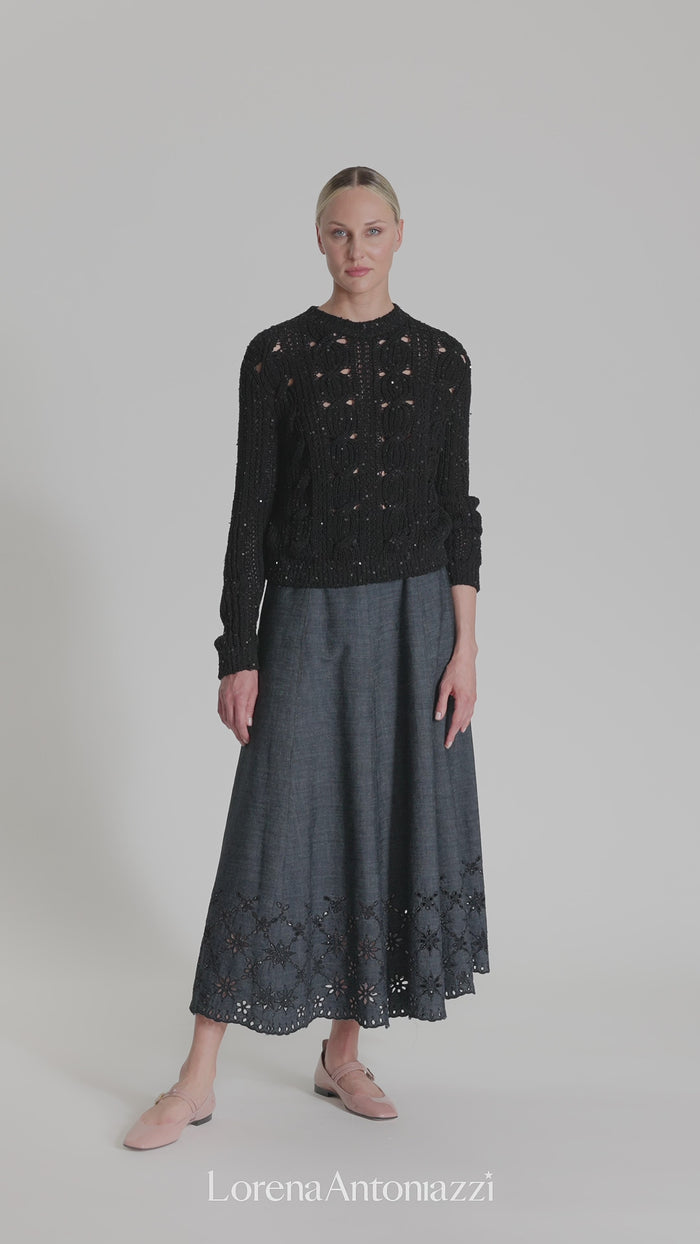 MAGLIA ICONICA A TRECCE CON PAILLETTES