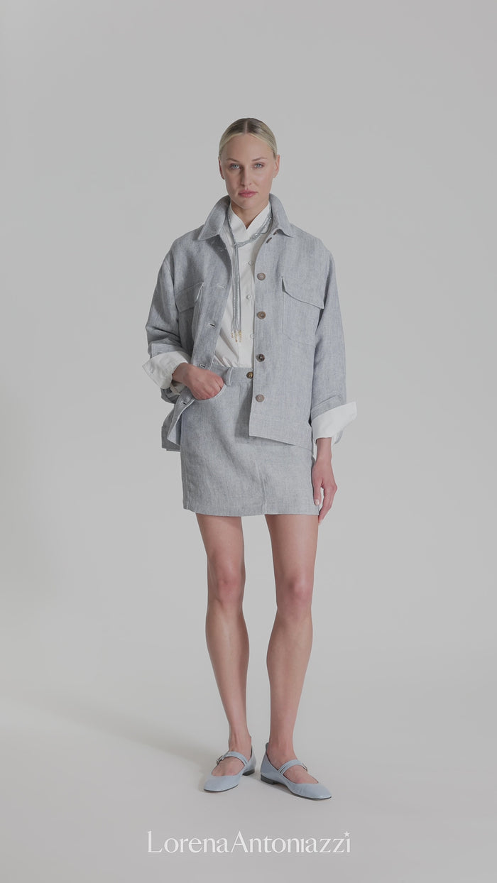 LINEN BLEND MINI SKIRT