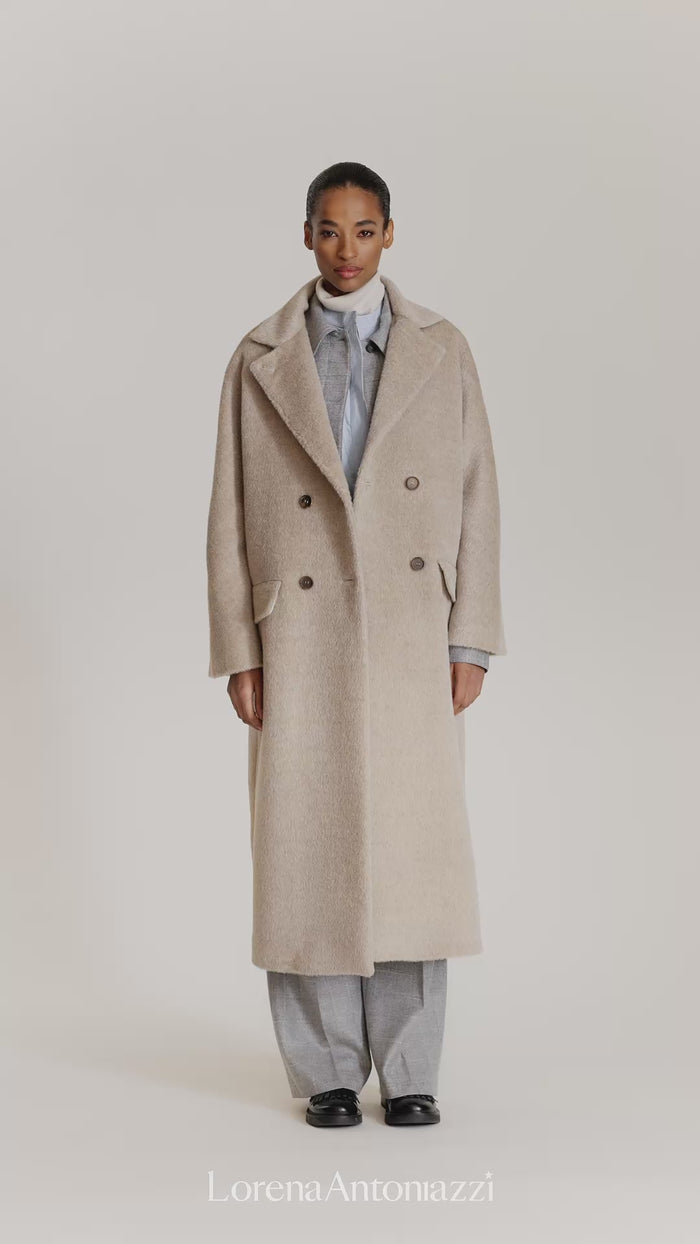 WOOL AND ALPACA LONG TEDDY COAT