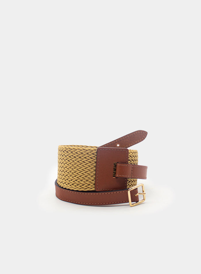 ROPE AND LEATHER HIGH WAIST BELT