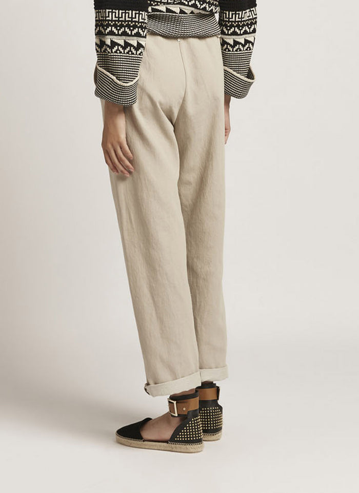 COTTON AND LINEN TROUSERS